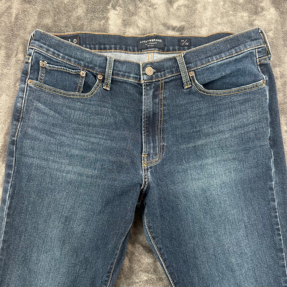 Lucky Brand 410 Athletic Slim Jeans Mens 36x32 Dark Wash Blue Denim Pants - Picture 3 of 9